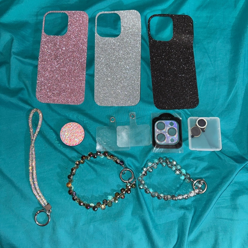 Glitter Phone Case Set - Pink, Silver, Black